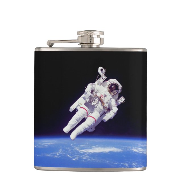 Astronaut Jetpack Spacewalk Earth Orbit Photo Hip Flask (Front)