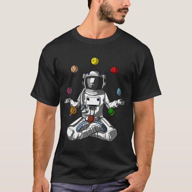 Astronaut Juggling Planets T-Shirt (Front)