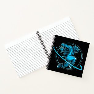 Astronaut Jumping Dancing Around Saturn Artwork Notebook