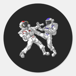Astronaut Karate Muay Thai Martial Arts Kickboxing Classic Round Sticker