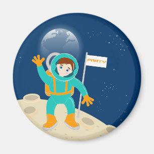 Astronaut kid birthday party magnet
