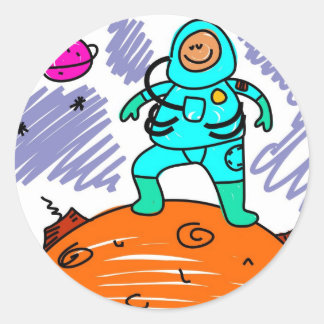 Astronaut Kid Classic Round Sticker