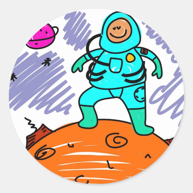 Astronaut Kid Classic Round Sticker (Front)