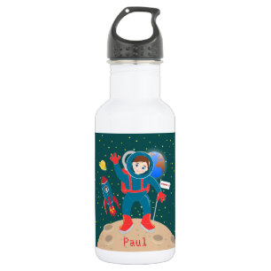Astronaut kid on the moon birthday party 532 ml water bottle