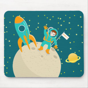Astronaut kid on the moon birthday party mouse mat