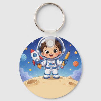 Astronaut Kid Ready to Explore Key Ring