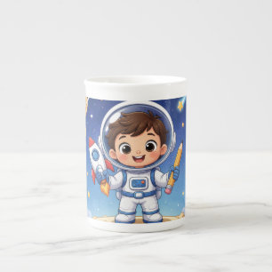 Astronaut Kid Ready to Explore School Noteboo Bone China Mug
