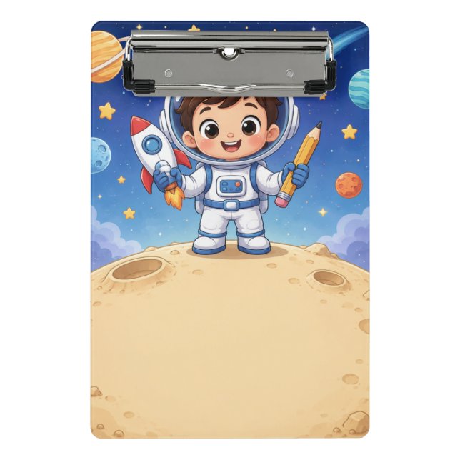 Astronaut Kid Ready to Explore School Noteboo Mini Clipboard (Front)