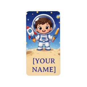 Astronaut Kid Ready to Explore School Notebook Label