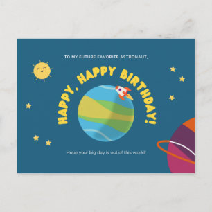 Astronaut Kids Birthday Postcard