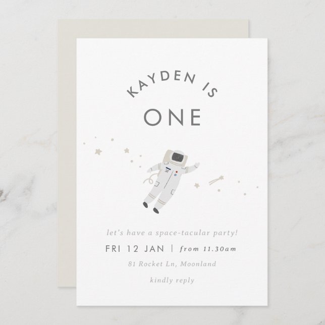 Astronaut Kids Space Birthday Party Invite (Front/Back)