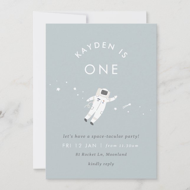 Astronaut Kids Space Birthday Party Invite (Front)