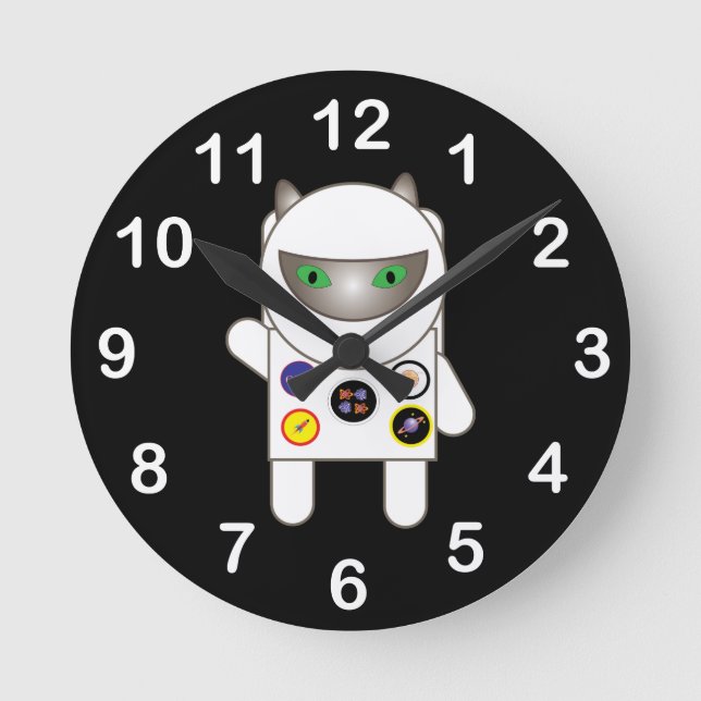 Astronaut Kitty Round Clock (Front)