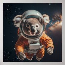 Astronaut Koala Space Nursery Poster