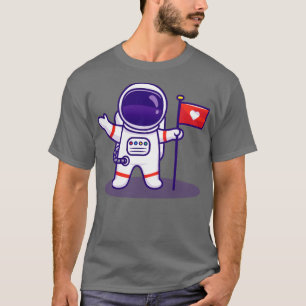 Astronaut Landing On Moon Holding Flag T-Shirt