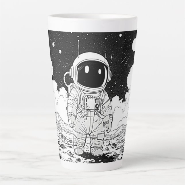 Astronaut Latte Mug - Space Comic Art (Front)