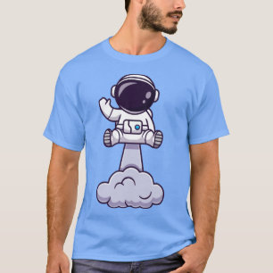 Astronaut Launching On Space And Waving Hand Carto T-Shirt