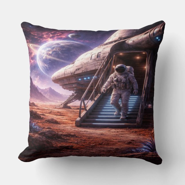 Astronaut Leaving Landing Ship Cushion (Front)