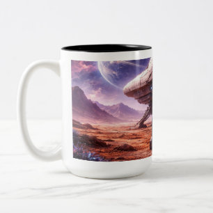 Astronaut leaving Space Ship Two-Tone Coffee Mug