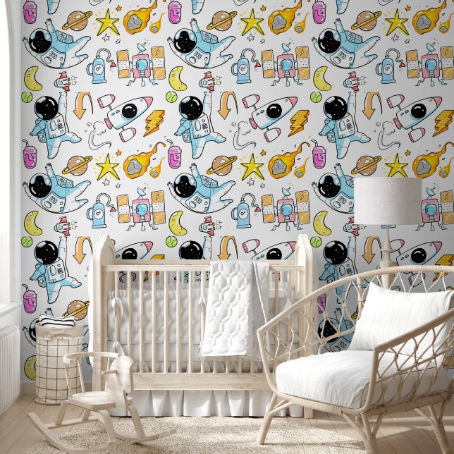 Astronaut Life Boy's Nursery Wallpaper (Kids)