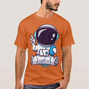 Astronaut Listening Music With Headphone And Peace T-Shirt