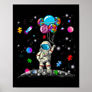 Astronaut Lloon Puzzle Space Autism Awareness For Poster