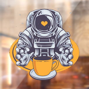 Astronaut Love Coffee Window Cling