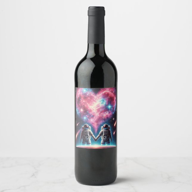 Astronaut Love Custom Wine Label (Front)