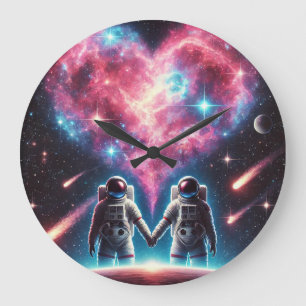 Astronaut Love Galaxy Wall Clock