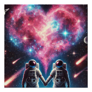 Astronaut Love Glossy Poster
