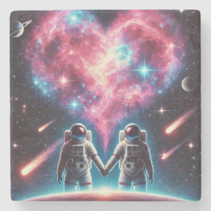Astronaut Love Nebula Stone Coaster