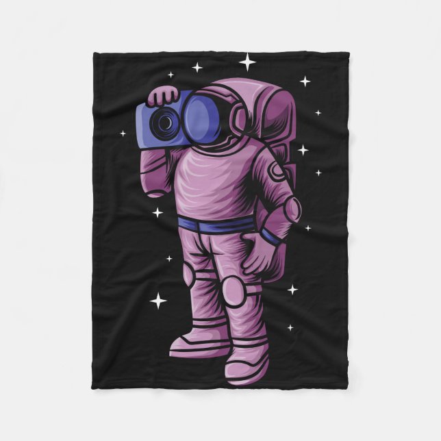 Astronaut Loves Music Fleece Blanket (Front)