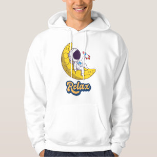 Astronaut Lying and Relaxing On The Moon Design Hoodie