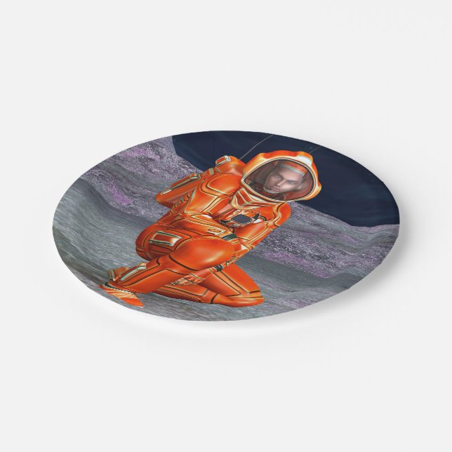 Astronaut Mars Explorer Alien Planet Space Art Paper Plate (Angled)
