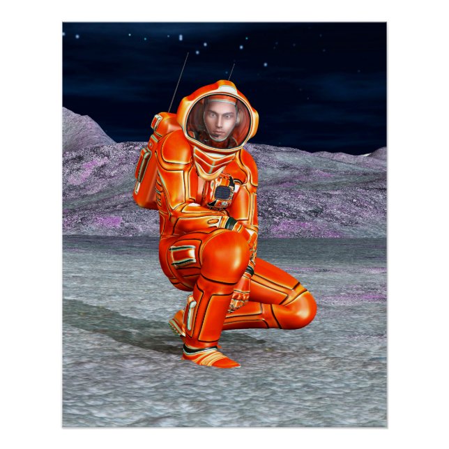 Astronaut Mars Explorer Alien Planet Space Art Poster (Front)