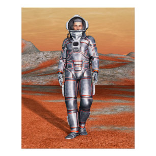 Astronaut Mars Explorer Alien Planet Space Art Poster