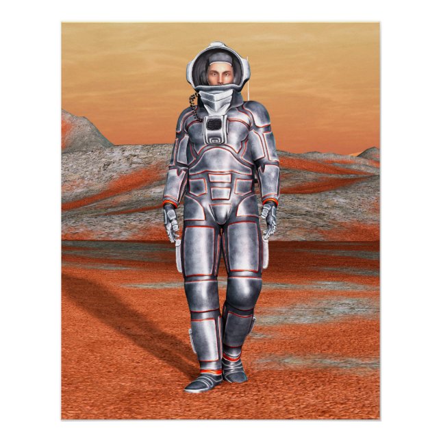 Astronaut Mars Explorer Alien Planet Space Art Poster (Front)