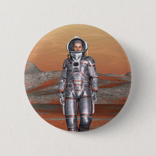 Astronaut Mars - Space Explorer on Alien Planet 6 Cm Round Badge