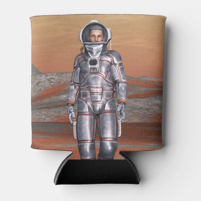 Astronaut Mars Space Explorer on Alien Planet Can Cooler (Front)