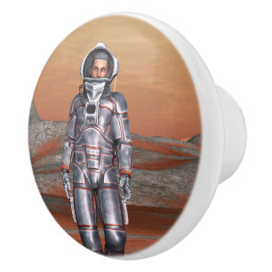 Astronaut Mars Space Explorer on Alien Planet Ceramic Knob
