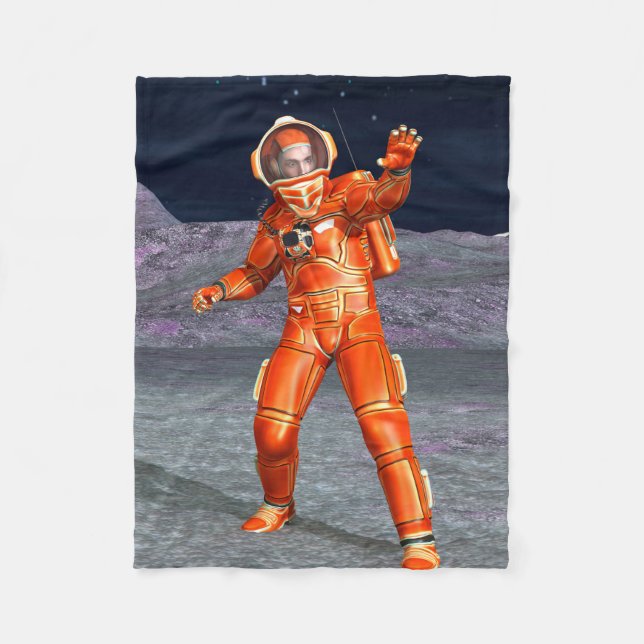 Astronaut Mars Space Explorer on Alien Planet Fleece Blanket (Front)