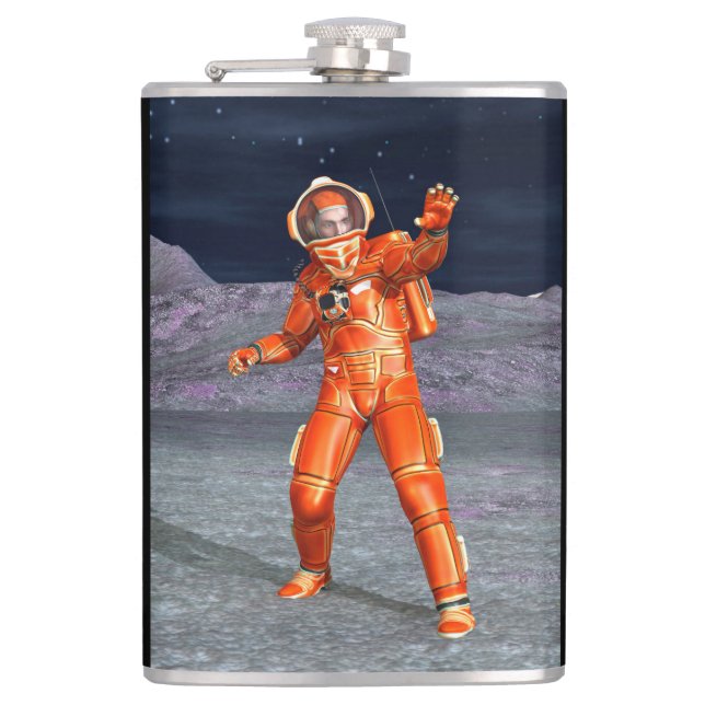 Astronaut Mars Space Explorer on Alien Planet Hip Flask (Front)