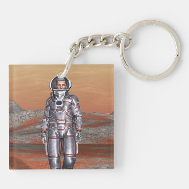 Astronaut Mars - Space Explorer on Alien Planet Key Ring (Back)