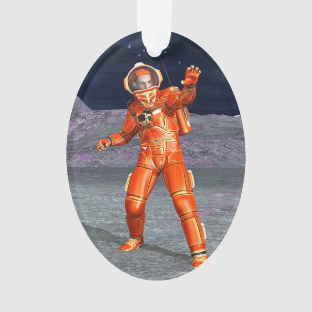 Astronaut Mars Space Explorer on Alien Planet Ornament (Front)