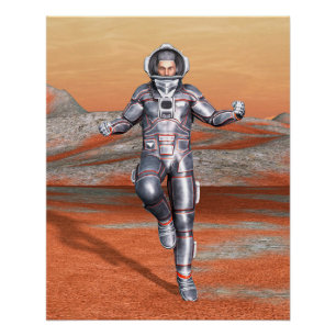 Astronaut Mars Space Explorer on Alien Planet Poster