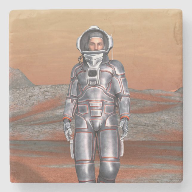 Astronaut Mars - Space Explorer on Alien Planet Stone Coaster (Front)