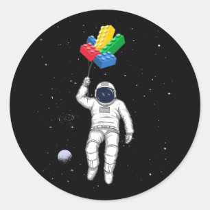 Astronaut Master Builder, Building Blocks Classic Round Sticker