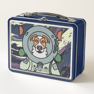Astronaut minimalist dog in space | Funny & Cute Metal Lunch Box