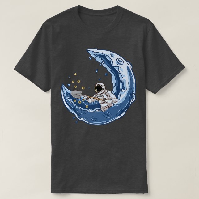 Astronaut Mining Bitcoin Funny Crypto Mining  T-Shirt (Design Front)