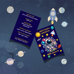 Astronaut Mission Birthday Invitation Editable